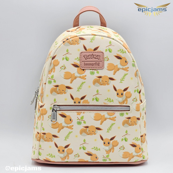 Loungefly Pokemon Eevee Floral Leaves AOP Mini Backpack Back New - Picture 1 of 5